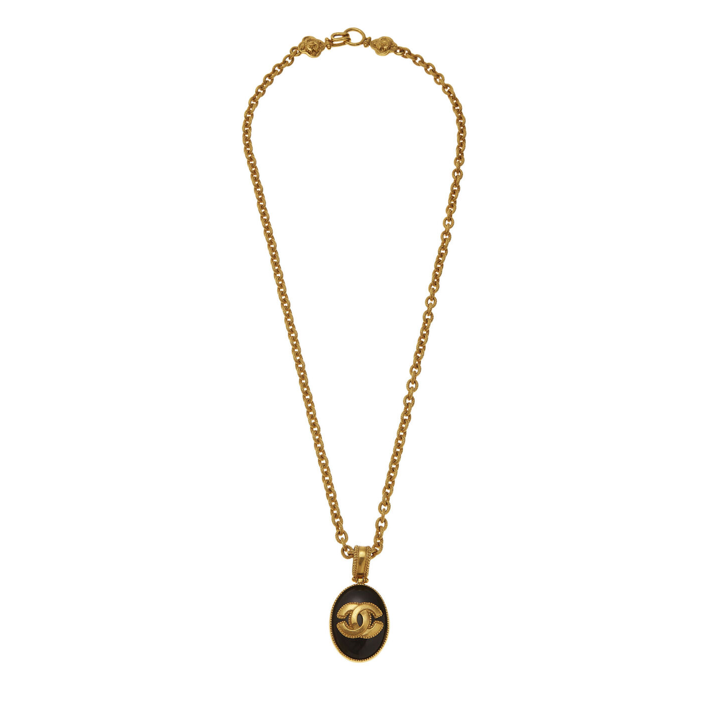 chanel gold and black enamel necklace